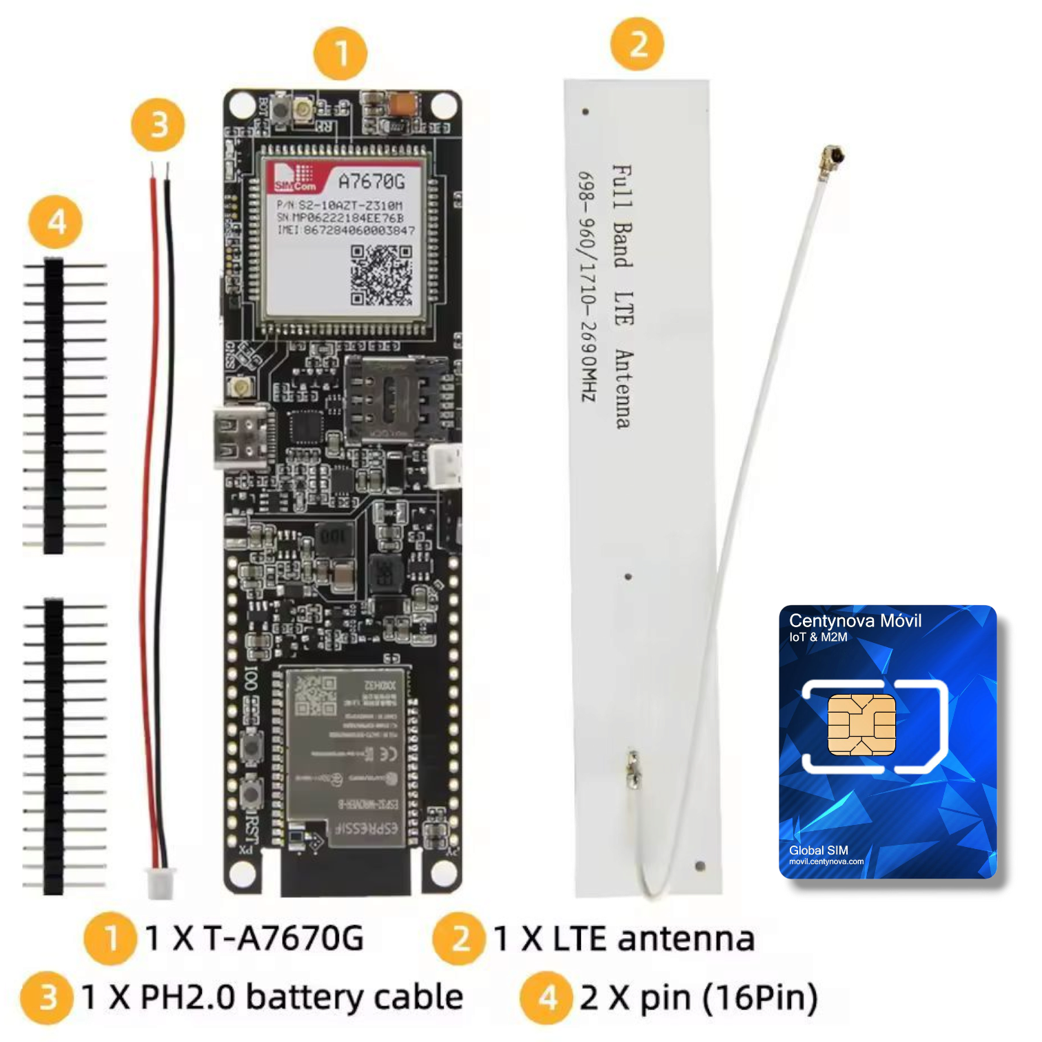 LILYGO TTGO T-A7670G + SIM Centynova IoT