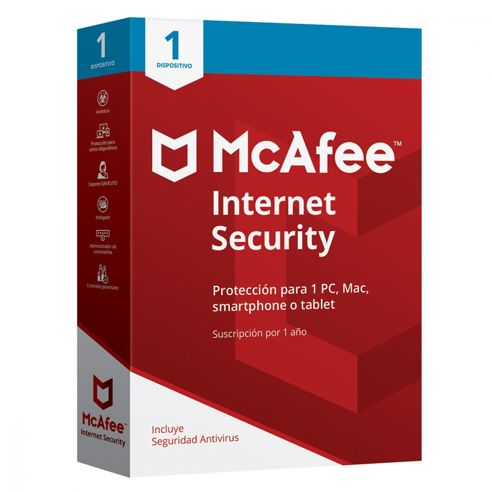 Mcafee Internet Security, 1 año y 1 disp