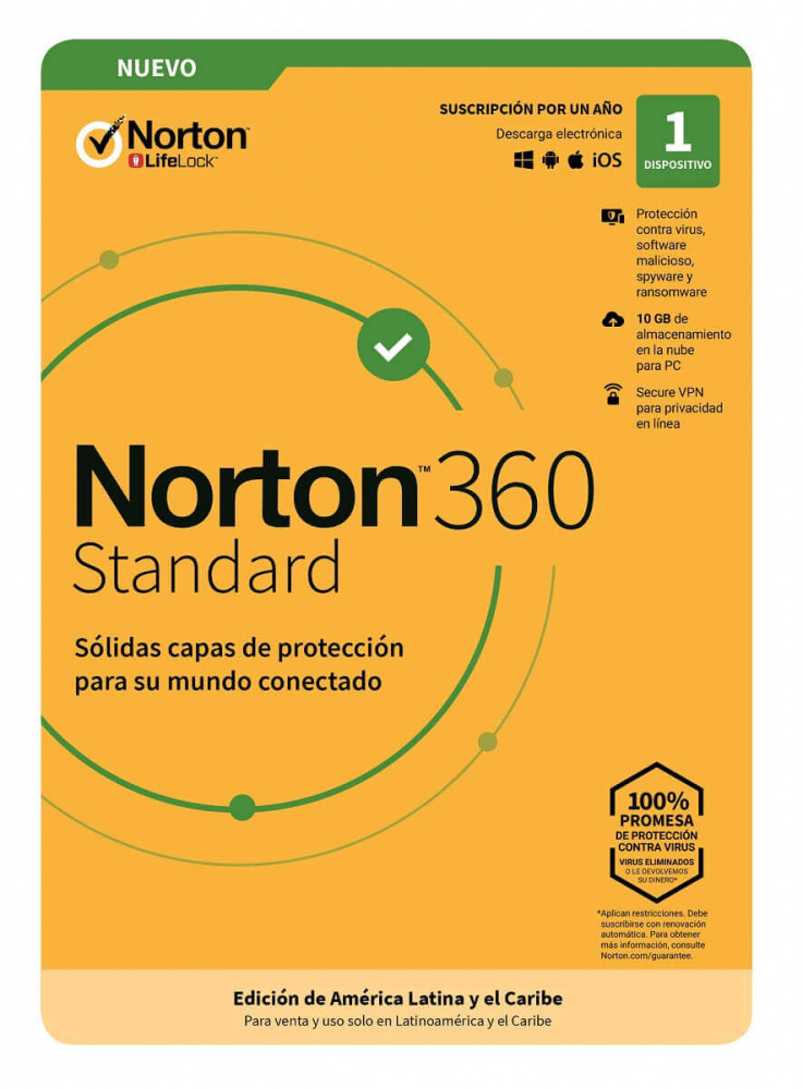 Norton 360 Standard, 1 Usuario, 1 Año, Windows/Mac