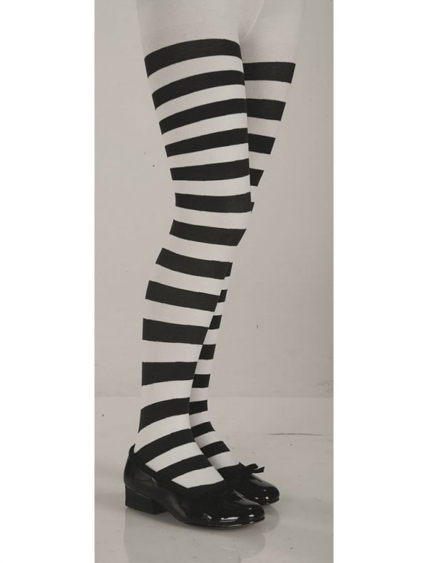 White/Black Striped Tights Kids